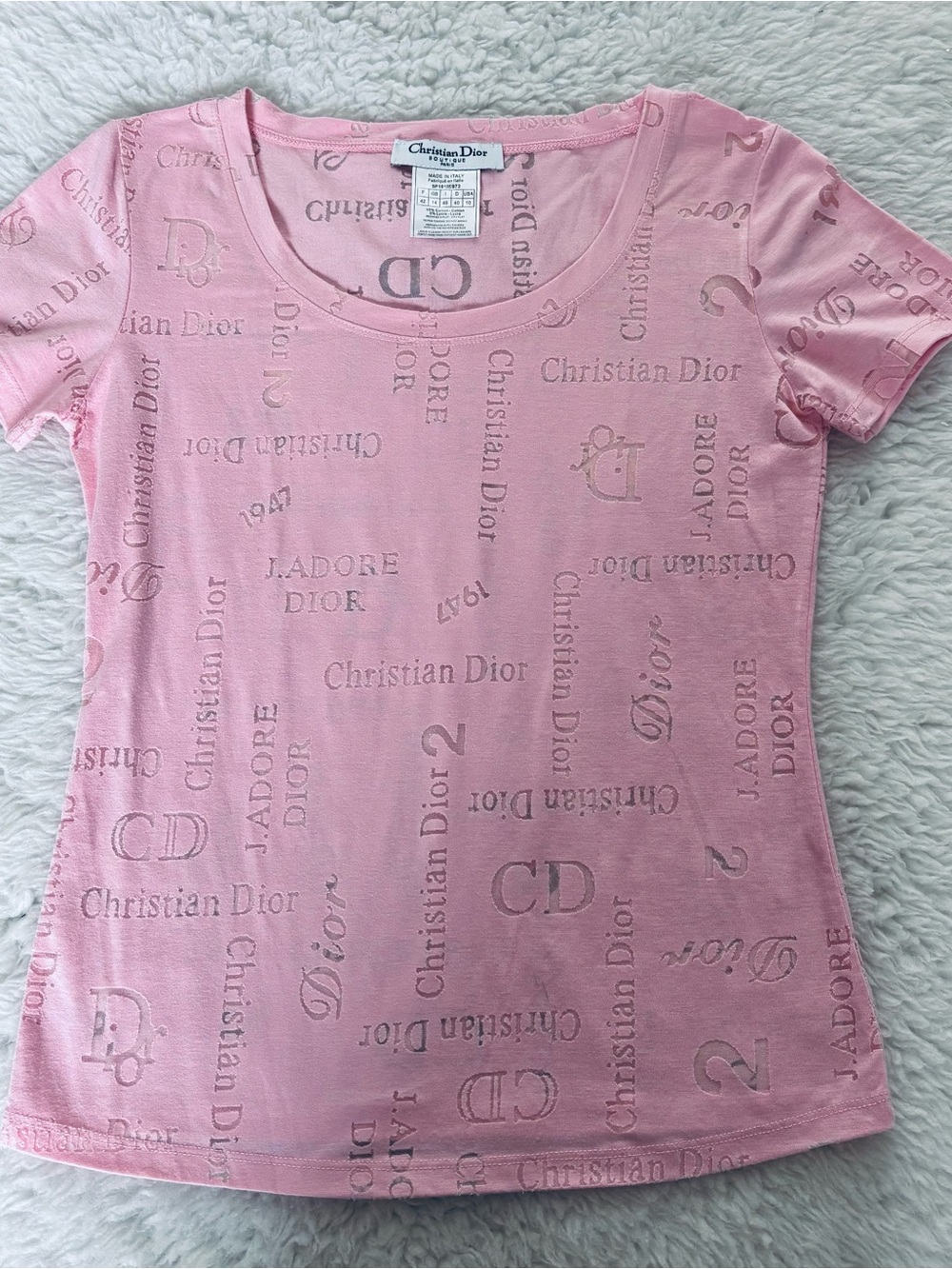 Christian Dior Pink Logo Silhouette Vintage Tee Sz EU42 US S-M - Picture 9 of 16